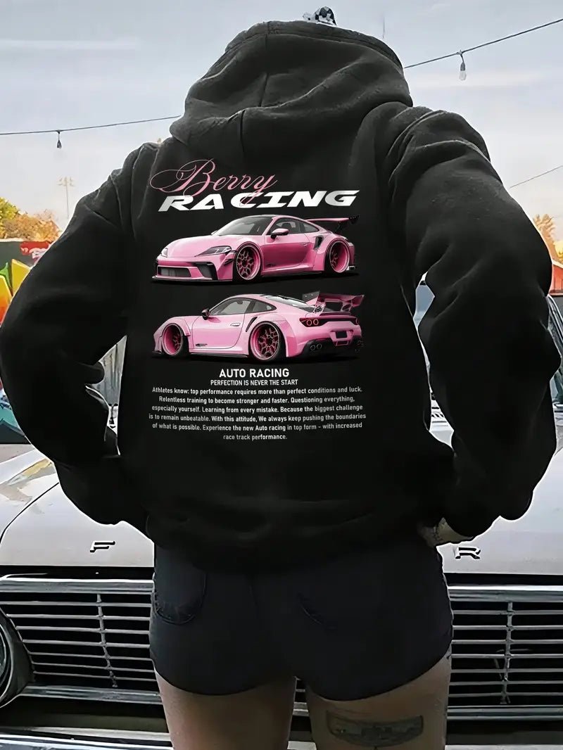 Berry Racing – Grafisk Hoodie med Biltryck - Carlevel - 