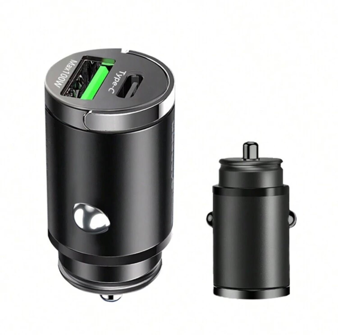 Billaddare 12V 100W USB-C USB-A – Mini metall design för bil - Carlevel AB - Fordon och delar > Fordonstillbehör