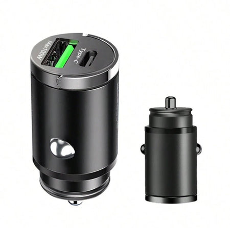 Billaddare 12V 100W USB-C USB-A – Mini metall design för bil - Carlevel AB - Fordon och delar > Fordonstillbehör