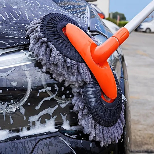 Biltvättborste med Långt Handtag – Repsäker Mikrofiber och Dubbelborste för Fordon - Carlevel - 