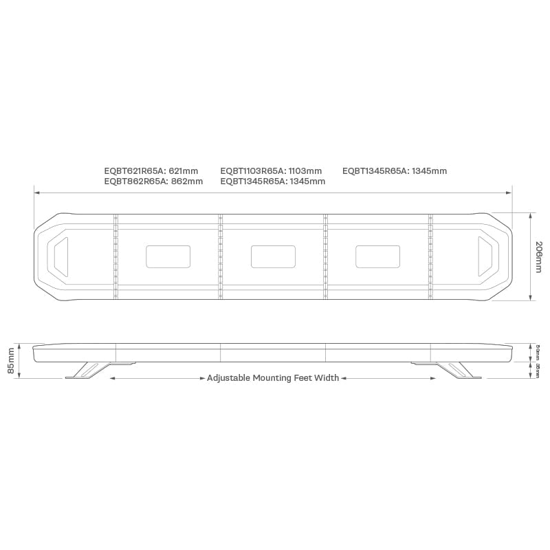 Blixtljusramp Amber ElectraQuip EQ – BT862R65A - Carlevel AB - Fordon och delar > Fordonstillbehör