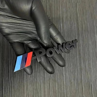 BMW M Power Emblem Svart Silver 14 cm – Universal Styling för Bil - Carlevel AB - Fordon och delar > Fordonstillbehör