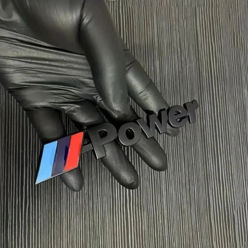 BMW M Power Emblem Svart Silver 14 cm – Universal Styling för Bil - Carlevel AB - Fordon och delar > Fordonstillbehör