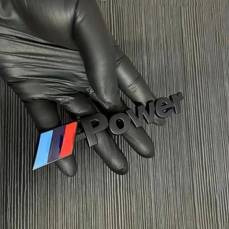 BMW M Power Emblem Svart Silver 14 cm – Universal Styling för Bil - Carlevel AB - Fordon och delar > Fordonstillbehör