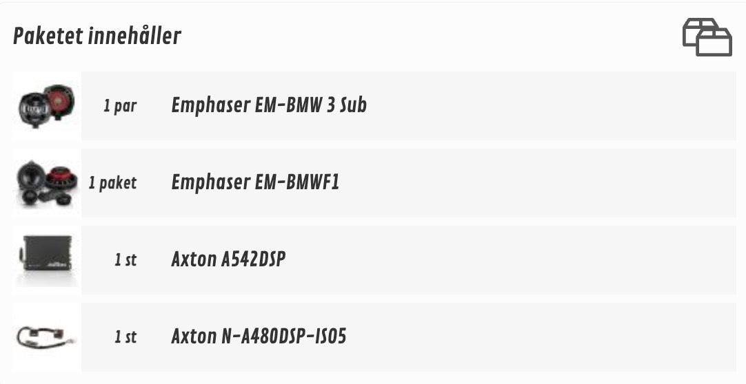 Bilhögtalare Plug&Play ljudpaket till BMW – EM-BMWF1 Axton – i användning | Axton