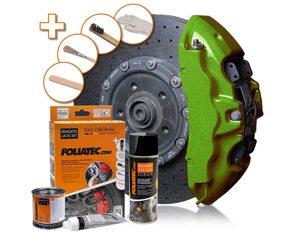 Bromsoksfärg komplett kit Performance Green Metallic – Foliatec - Carlevel AB - Fordon och delar > Fordonstillbehör