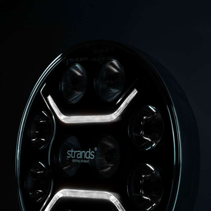 Extraljus Strands Lighting Division Dark Knight Intense 9″ vit/orange positionsljus – produktvy från sidan