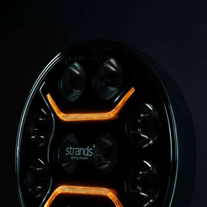 Extraljus Strands Lighting Division Dark Knight Intense 9″ vit/orange positionsljus – måttspecifikation