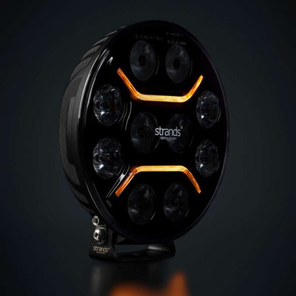 Extraljus Strands Lighting Division Dark Knight Intense 9″ vit/orange positionsljus – förpackning och innehåll