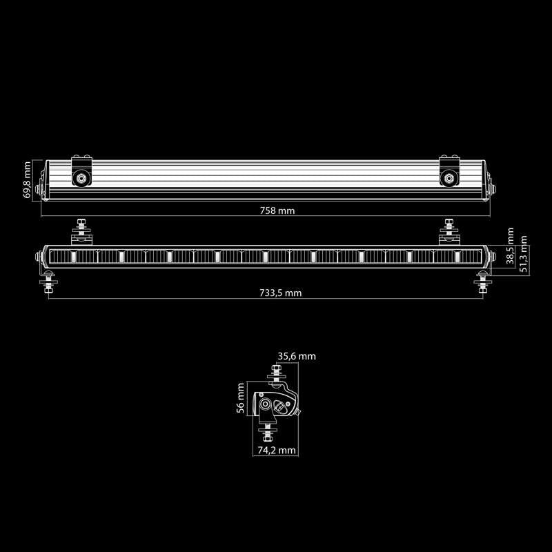 LED-ramp Dark Knight Nuuk 30″ 14200 lm vit-orange – 2.5 m kabel – måttspecifikation | Carlevel