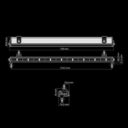 LED-ramp Dark Knight Nuuk 30″ 14200 lm vit-orange – 2.5 m kabel – måttspecifikation | Carlevel