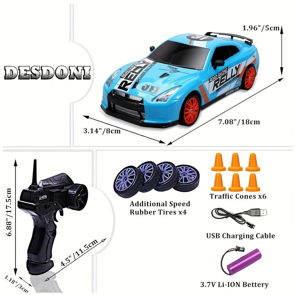 Elektrisk RC Racerbil – Laddningsbar 2.4GHz Fjärrstyrd Bil för Barn (6+) - Carlevel - 