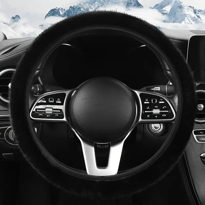 Fluffigt Rattskydd – Universellt Varmt Rattöverdrag i Plysch (36–39 cm) - Carlevel - 