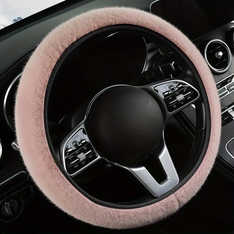 Fluffy Steering Wheel Cover - Universal Warm Plush Steering Wheel Cover (36-39 cm) - Carlevel - 