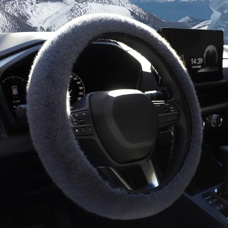 Fluffy Steering Wheel Cover - Universal Warm Plush Steering Wheel Cover (36-39 cm) - Carlevel - 