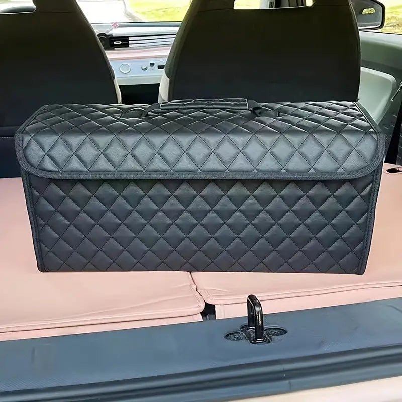 Förvaringsväska till Bil – Stilren PU - läder Förvaring med Diamantmönster - Carlevel - 