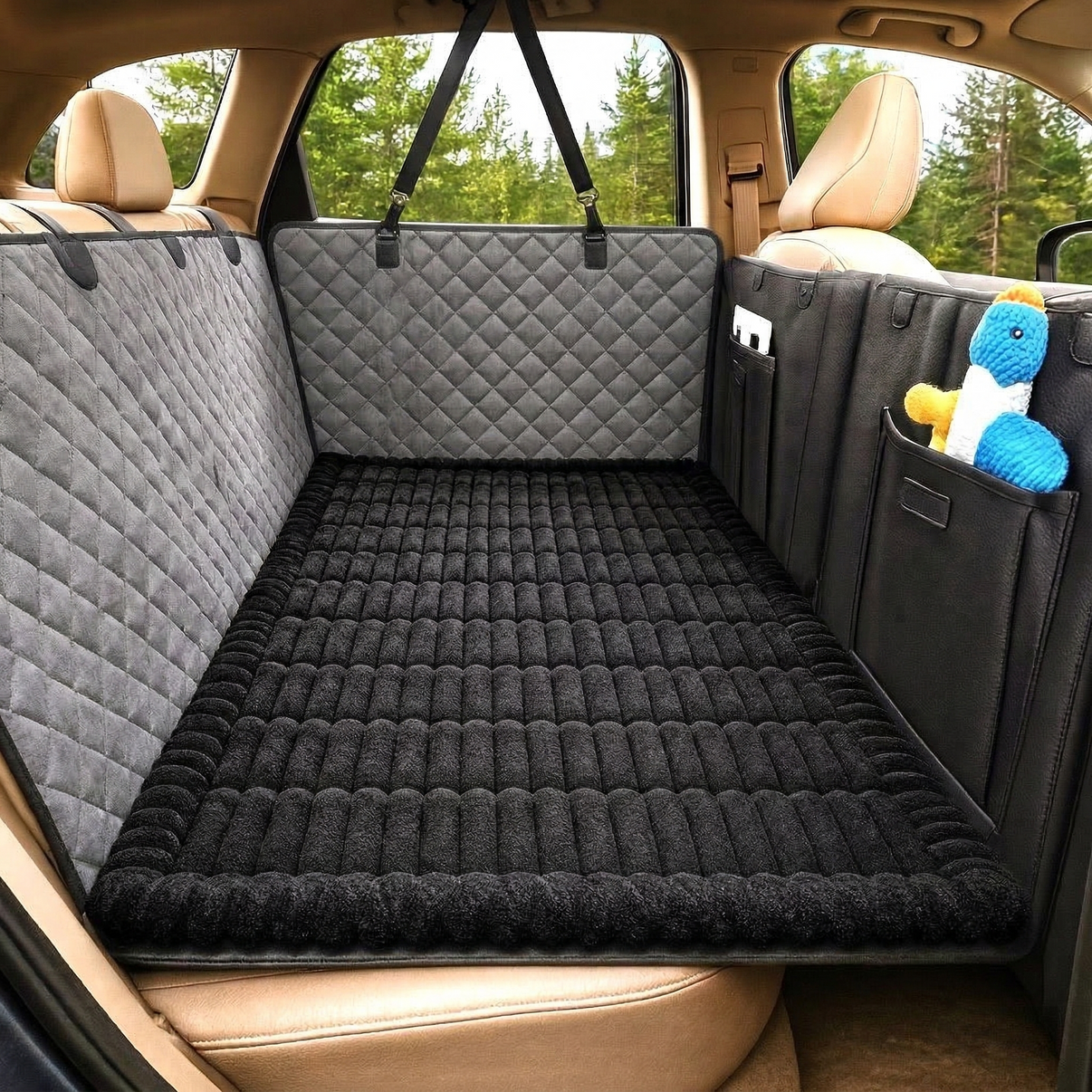 Halkmatta för hund i bil – Mjuk halkfri sittkudde till bagage och baksäte – detaljbild – Bilskydd > Hundskydd Till Bil