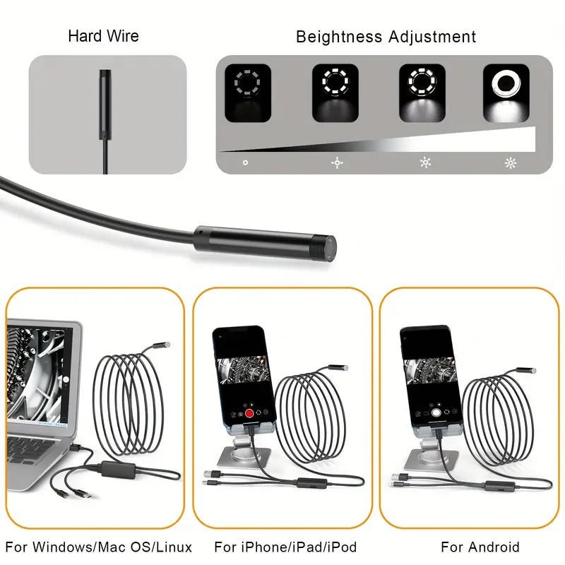 Inspektionskamera Bil 5m 1080p – LED USB-C USB-A Lightning - Carlevel AB - Fordon och delar > Fordonsdelar > Belysning