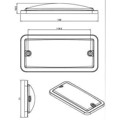 Interiörlampa L148 – Svart (148x71mm) - Carlevel AB - Fordon och delar > Fordonsdelar > Belysning