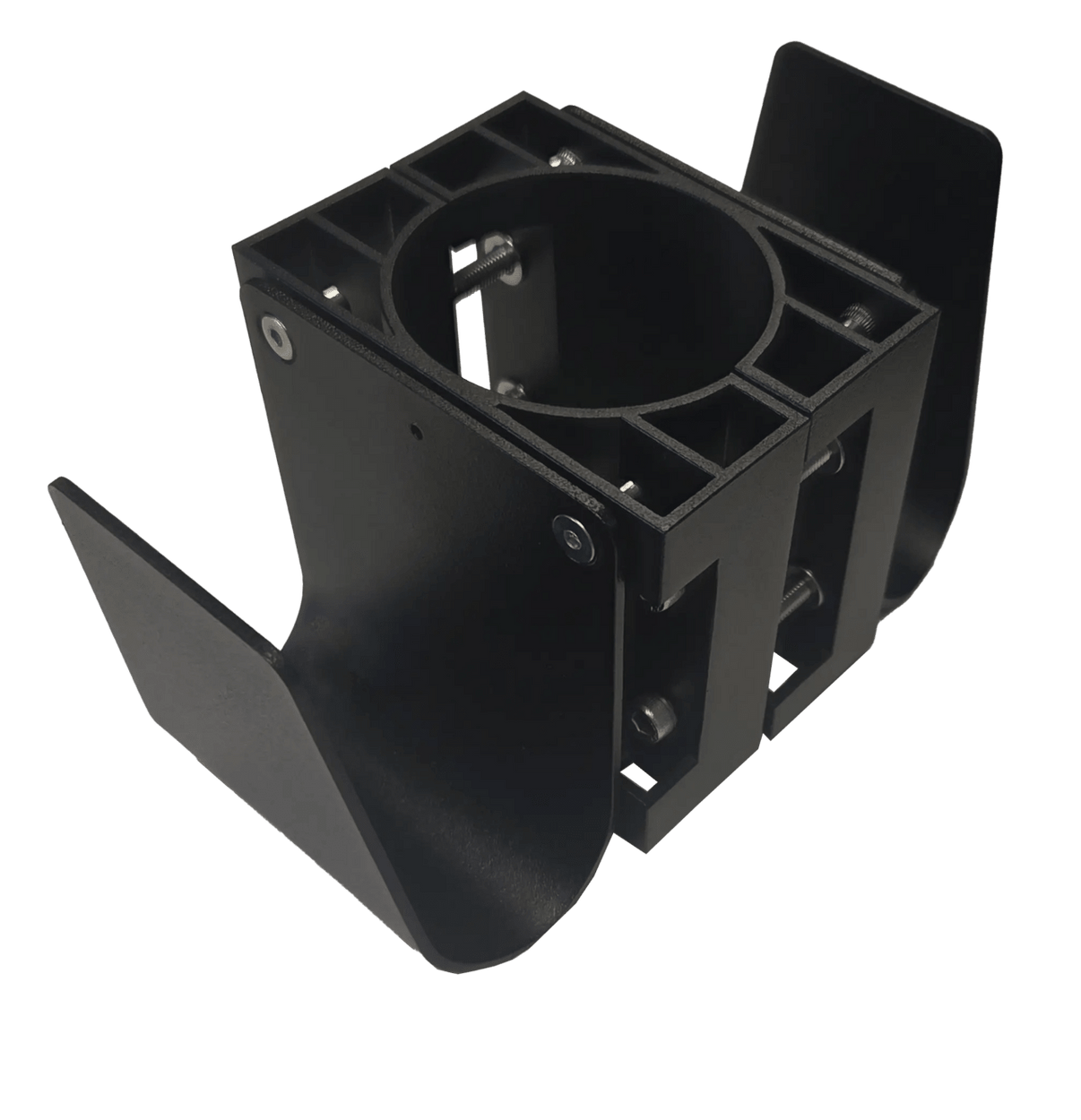 Kabelhållare dubbel för 60 mm stolpe – Svart S-Line – produktbild framifrån | S-Line