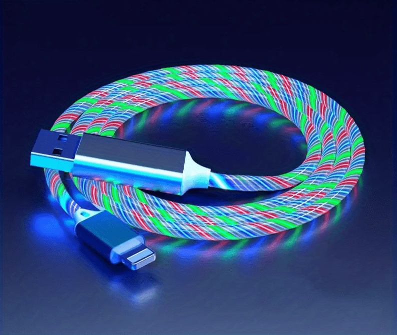 Laddkabel LED-Belyst – Lightning & USB-C – Snabb - Carlevel AB - Fordon och delar > Fordonstillbehör