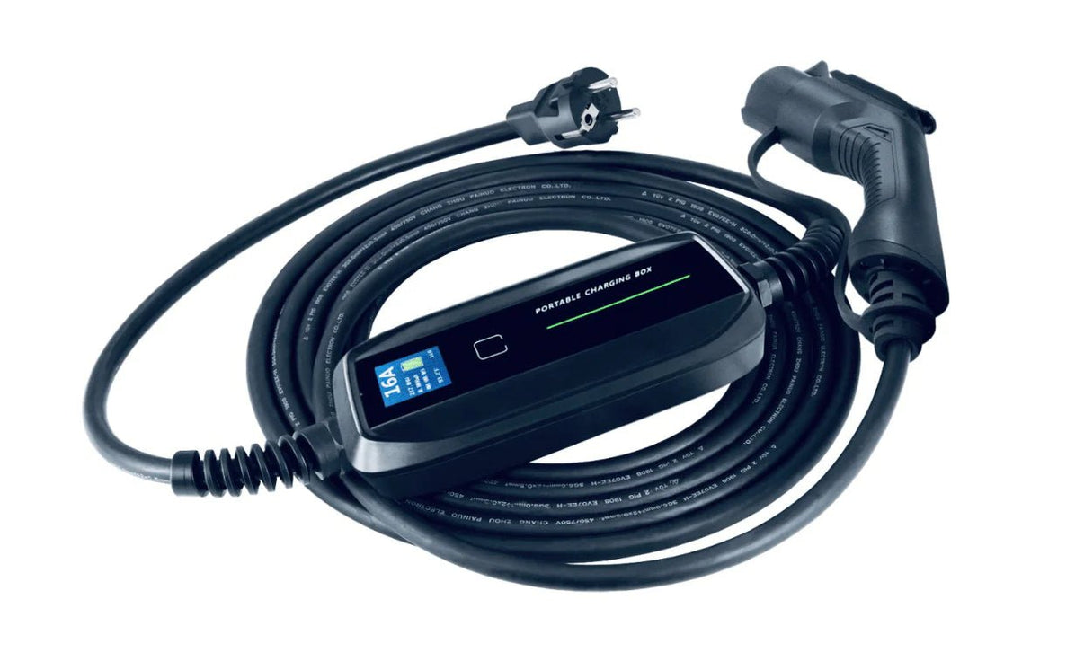Laddkabel Mode 2 Typ 1 6–16A LCD 230V | Portabel EV - laddare Schuko - Carlevel - Laddkablar för hushållsuttag (Mode 2)