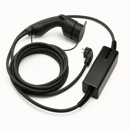 Laddkabel Typ 2 Schuko/CEE 6–16A portabel jordfelskydd – Evconnect – produktbild framifrån | Evconnect