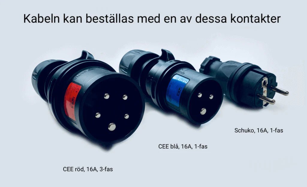 Laddkabel Typ 2 Schuko 230V 6 – 16A med LCD portabel - Carlevel AB - Fordon och delar > Fordonstillbehör