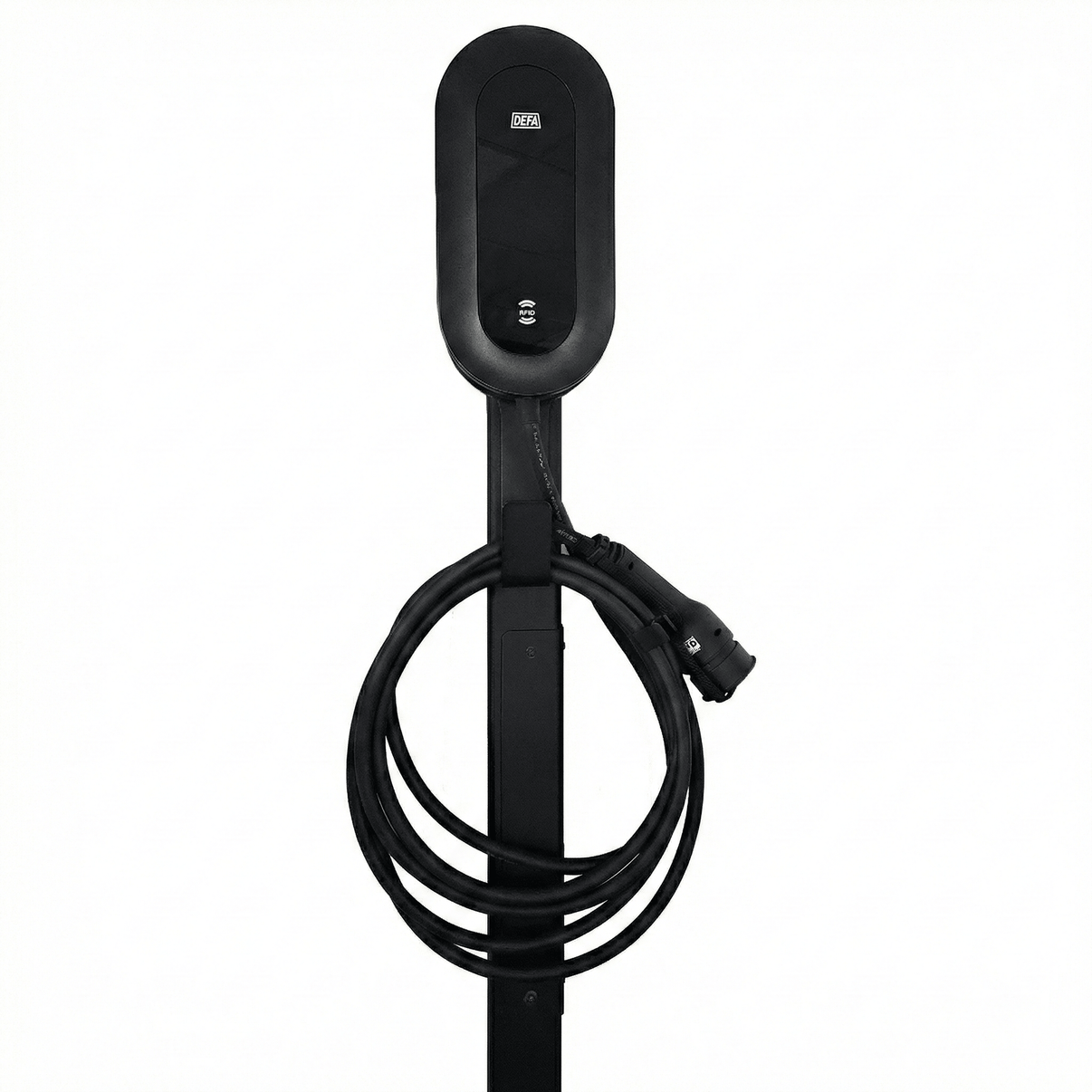 Laddstolpe S-Line Base till DEFA Power – 1-väg – Svart – Kabelhängare – produktbild framifrån | S-Line