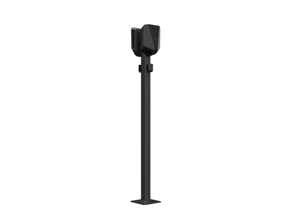 Laddstolpe S-Line Base till Easee – 2-väg – Svart – Kabelhängare – 25 mm² – närbild detaljer | S-Line