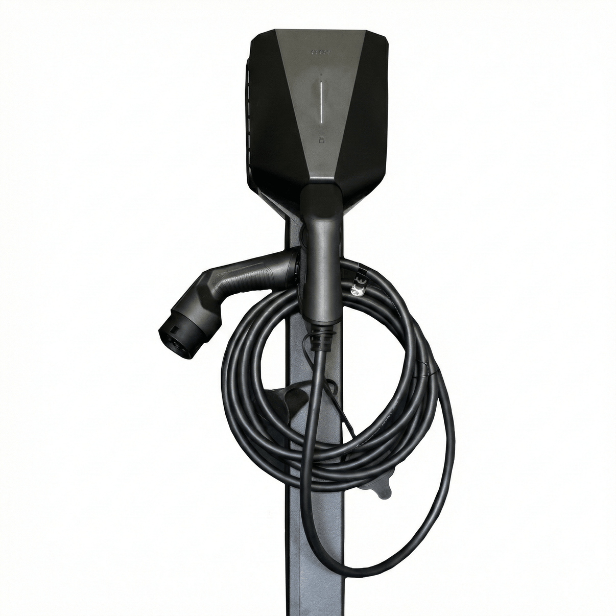 Laddstolpe S-Line Base till Easee – 2-väg – Svart – Kabelhängare – 25 mm² – produktbild framifrån | S-Line