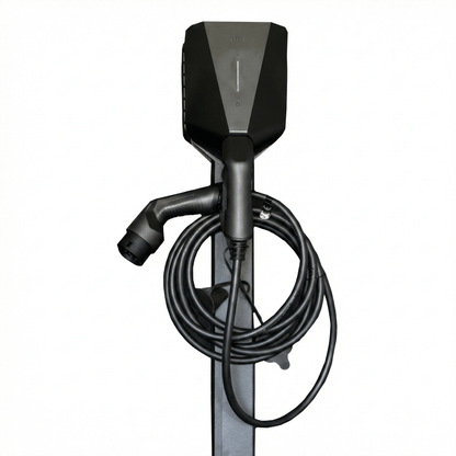 Laddstolpe S-Line Base till Easee – 2-väg – Svart – Kabelhängare – 25 mm² – produktbild framifrån | S-Line