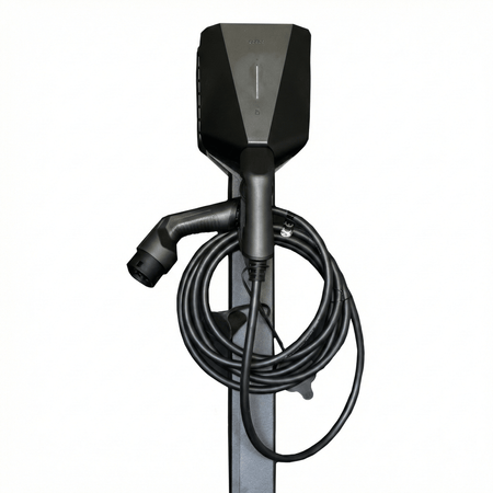 Laddstolpe S-Line Base till Easee – 2-väg – Svart – Kabelhängare – 25 mm² – produktbild framifrån | S-Line