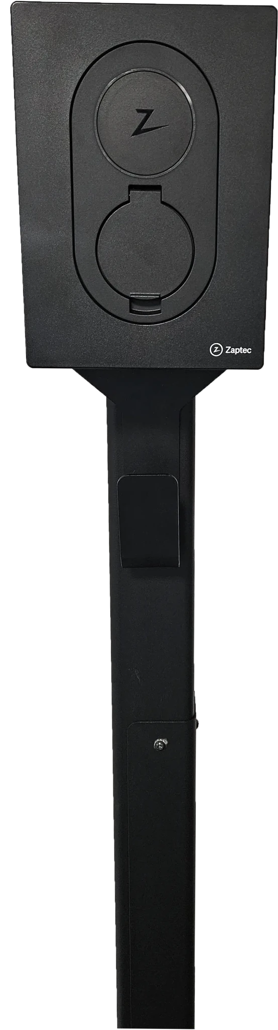 Laddstolpe Zaptec Go 1-väg S-Line Base – svart – 25 mm² – närbild detaljer | S-Line