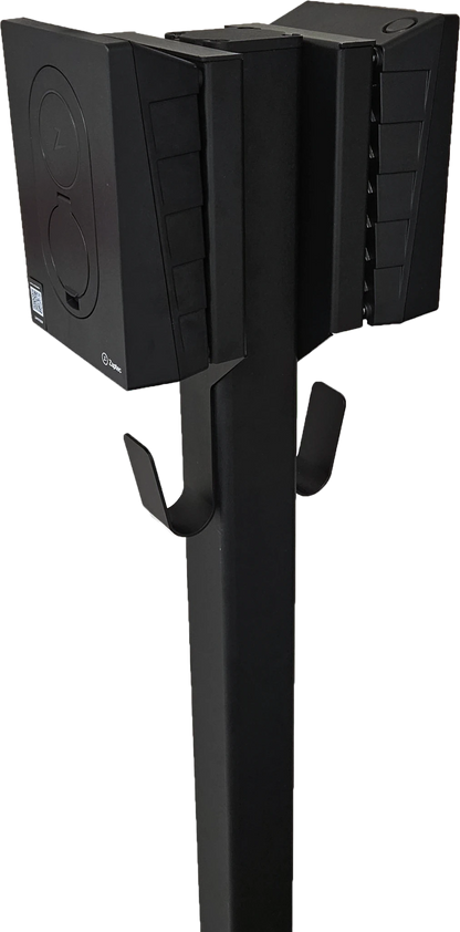 Laddstolpe S-Line Base till Zaptec Go – 2-väg – Svart – Kabelhängare – 25 mm² – närbild detaljer | S-Line