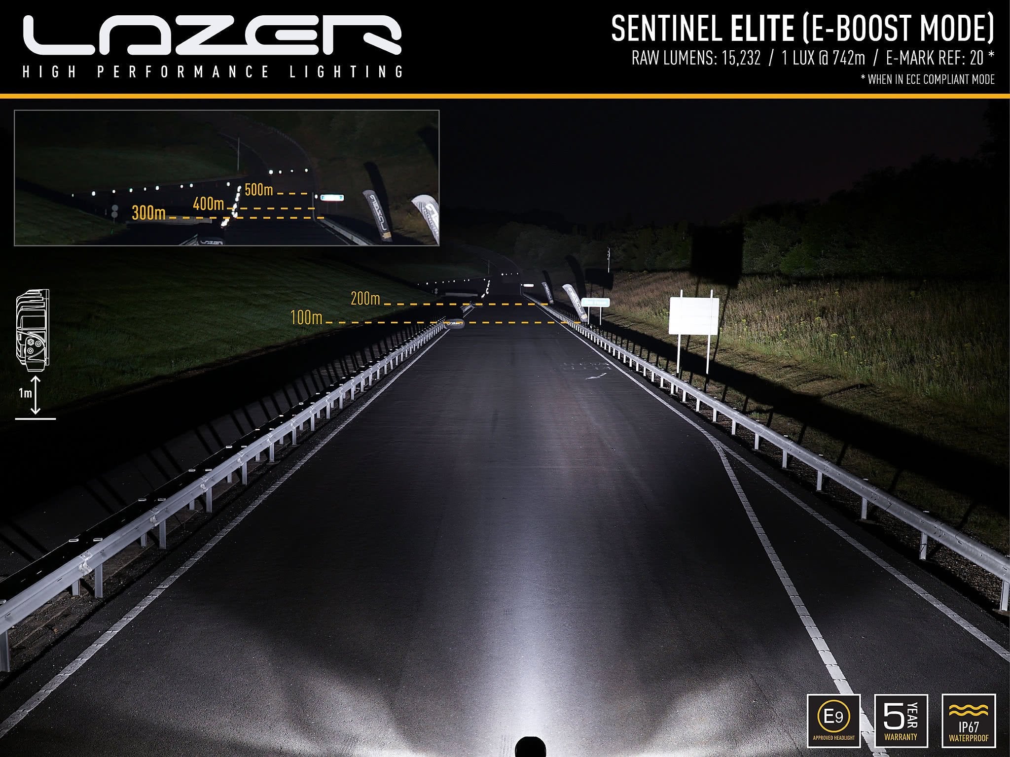 Lazer Sentinel Elite LED extraljus 9" Black Positionsljus - Carlevel AB - Fordon och delar > Fordonsdelar > Belysning > Extraljus