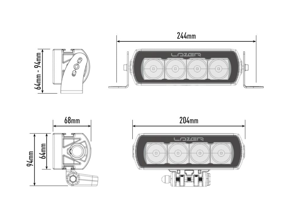 Lazer ST4 Evolution extraljusramp 8" (204 mm) - Carlevel AB - Fordon och delar > Fordonsdelar > Belysning > Extraljus
