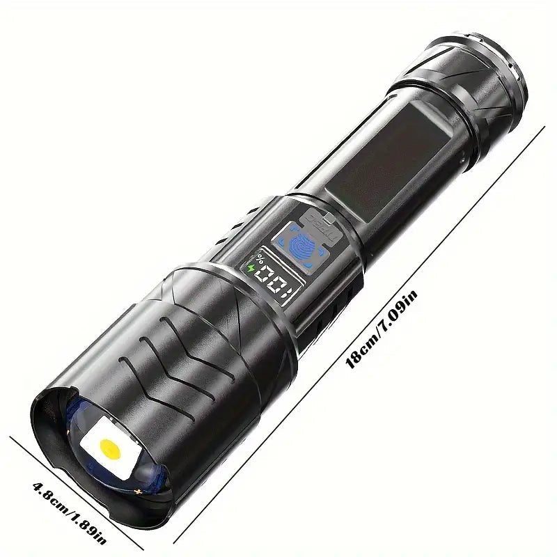 LED ficklampa USB-C uppladdningsbar – Digital display snabbladdning - Carlevel AB - Fordon och delar > Fordonsdelar > Belysning