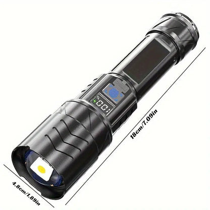 LED ficklampa USB-C uppladdningsbar – Digital display snabbladdning - Carlevel AB - Fordon och delar > Fordonsdelar > Belysning