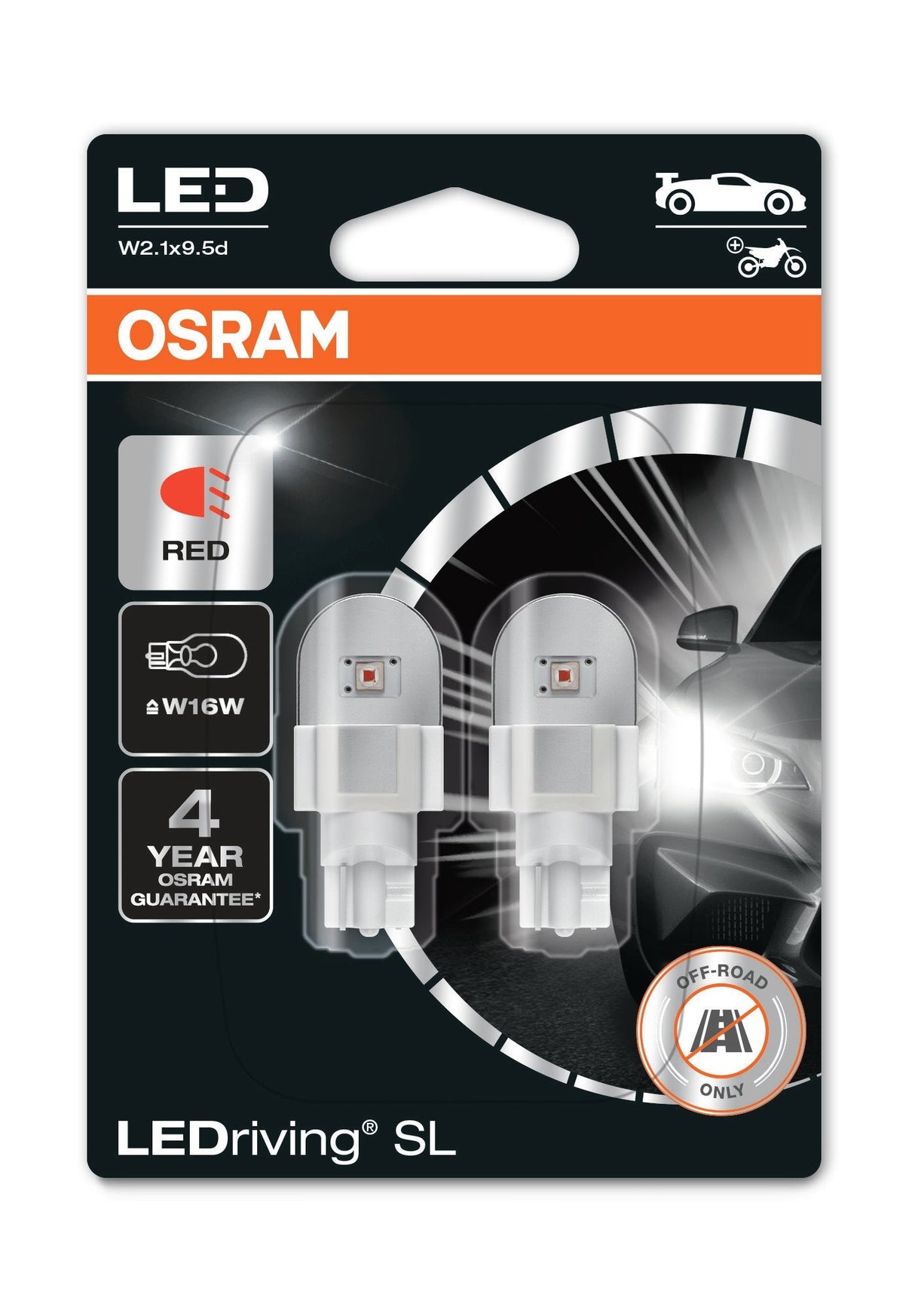 LEDriving LEDlampa SL W16W – T15 Red - Carlevel AB - Fordon och delar > Fordonsdelar > Belysning
