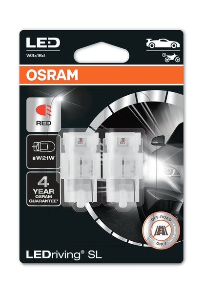 LEDriving LEDlampa SL W21W – T20 – Röd - Carlevel AB - Fordon och delar > Fordonsdelar > Belysning