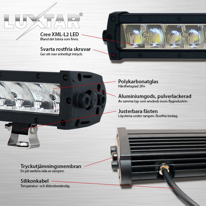 LUXTAR Ledramp X18 – Spot 52 cm - Carlevel AB - Fordon och delar > Fordonsdelar > Belysning > Extraljus