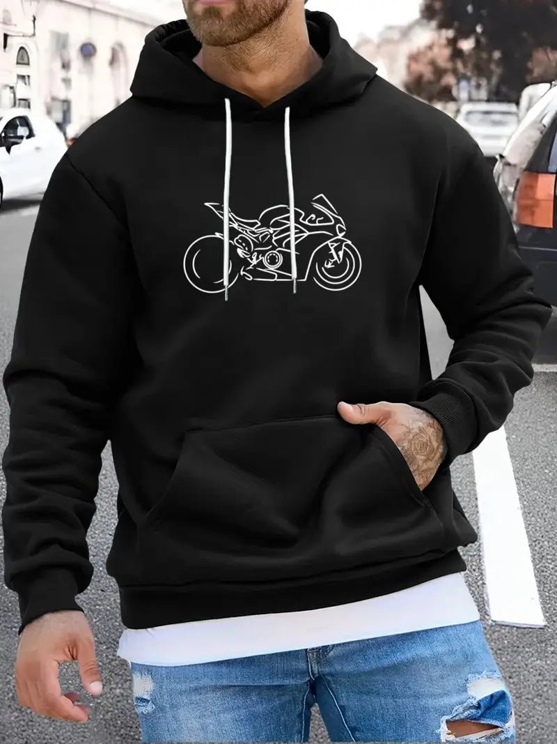 Motorcykel Hoodie – Svart, Känguruficka, Polyester - Carlevel - 