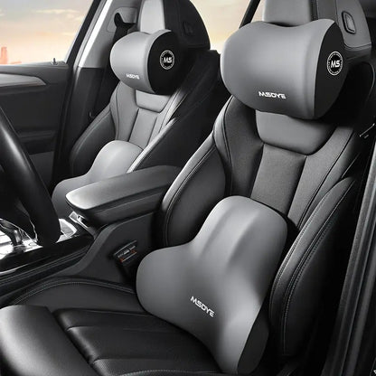 Nack- och ländstöd memory foam – bilkuddar för komfort – närbild detaljer | Carlevel