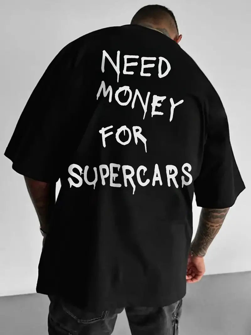 Need Money for Supercars – Svart Herr T-shirt, Rund Hals, Stretch - Carlevel - 