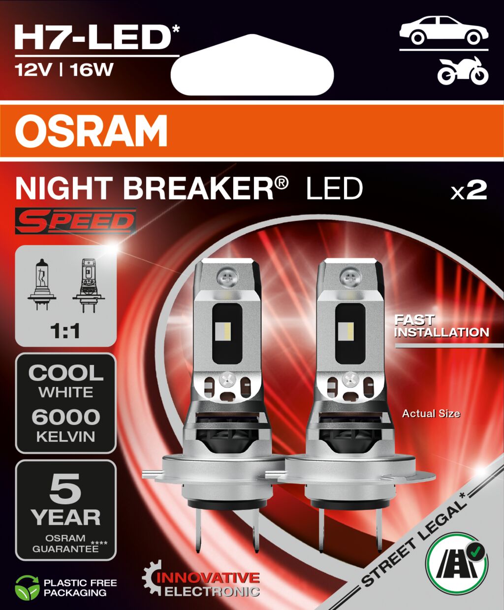 NIGHT BREAKER LED SPEED H7 450% – Street Legal - Carlevel AB - Fordon och delar > Fordonsdelar > Belysning