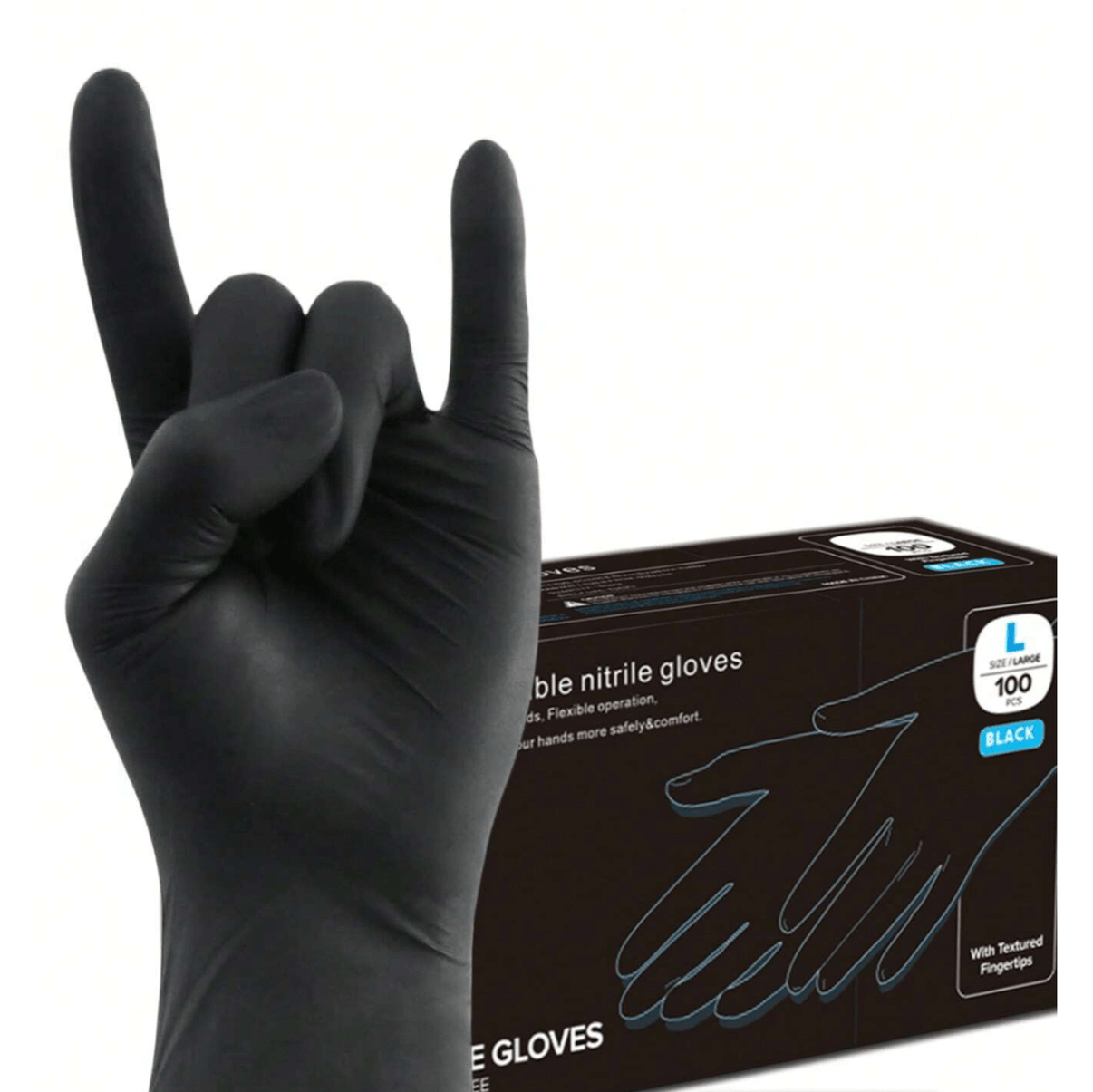 Nitrilhandskar Svarta – 100 - pack, Perfekta för Bilmek & Underhåll - Carlevel - 
