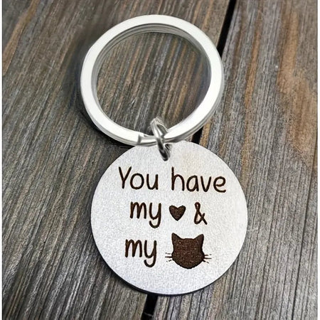 Nyckelring You Have My Heart & My Cat – Graverad rostfritt stål - Carlevel AB - Fordon och delar > Fordonstillbehör