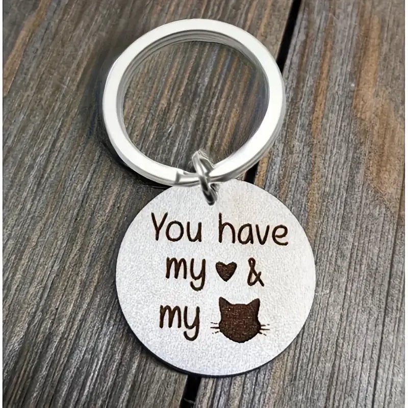Nyckelring – You Have My Heart & My Cat – Graverad Rostfritt Stål - Carlevel - Nyckelringar & Accessoarer