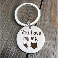 Nyckelring – You Have My Heart & My Cat – Graverad Rostfritt Stål - Carlevel - Nyckelringar & Accessoarer
